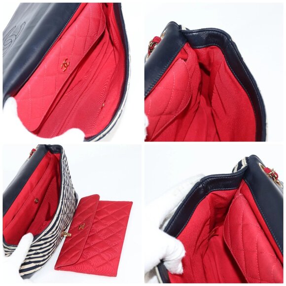 CHANEL Matelasse Chain Shoulder Bag cotton Black Gold - Picture 15 of 16